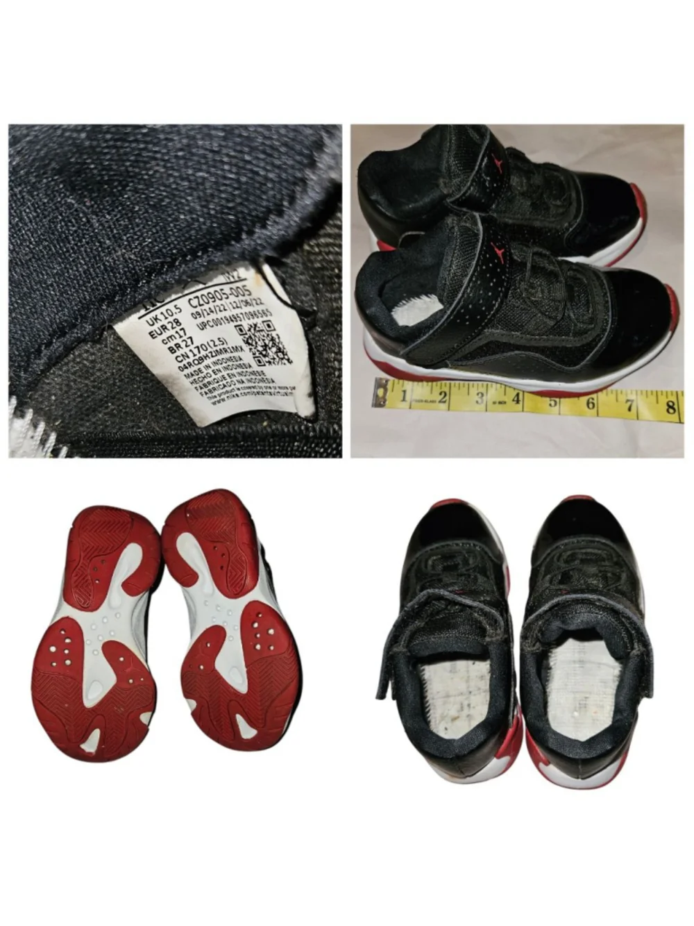 Nike Air Jordan 11 CMFT Low Bred TD Boys size 11C CZ0905-005